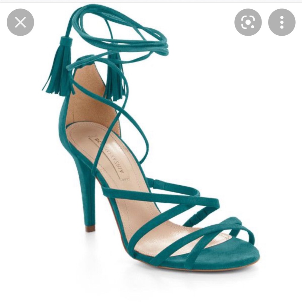 BCBG sandals goat leather green straps SZ35.5